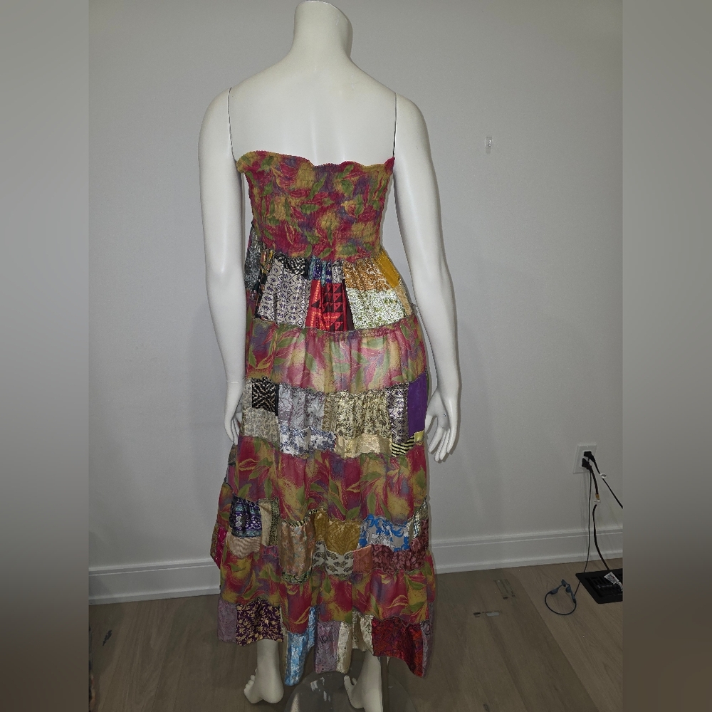 Patchwork 100% silk dress / skirt - Picture 12 of 15